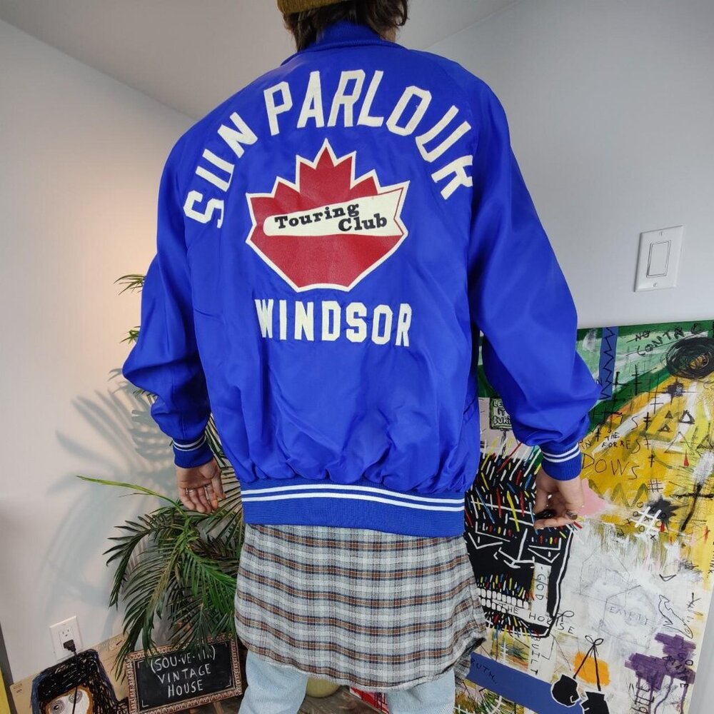 Vintage 'Astro' blue Windsor sun parlor varsity bomber jacket men's medium